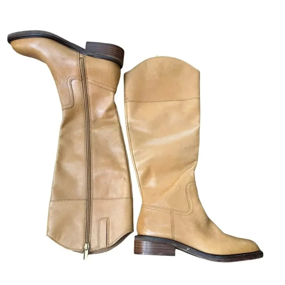 Vince Camuto Alfella Leather Boots Light Cognac Size 5.5 M